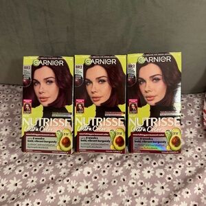 3 Pack Garnier Hair Color Nutrisse BR2 Dark Intense Burgundy Passion Fruit